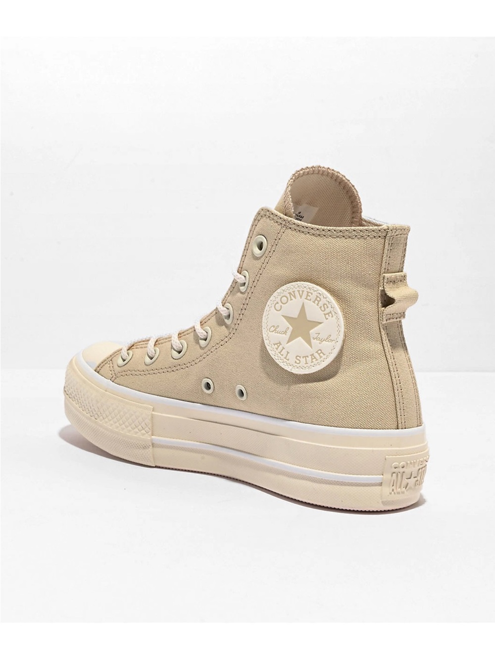Converse High Top Sneaker in Beige Canvas